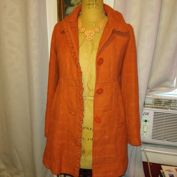 Tulle orange tweed fitted jacket - Picture 4 of 5